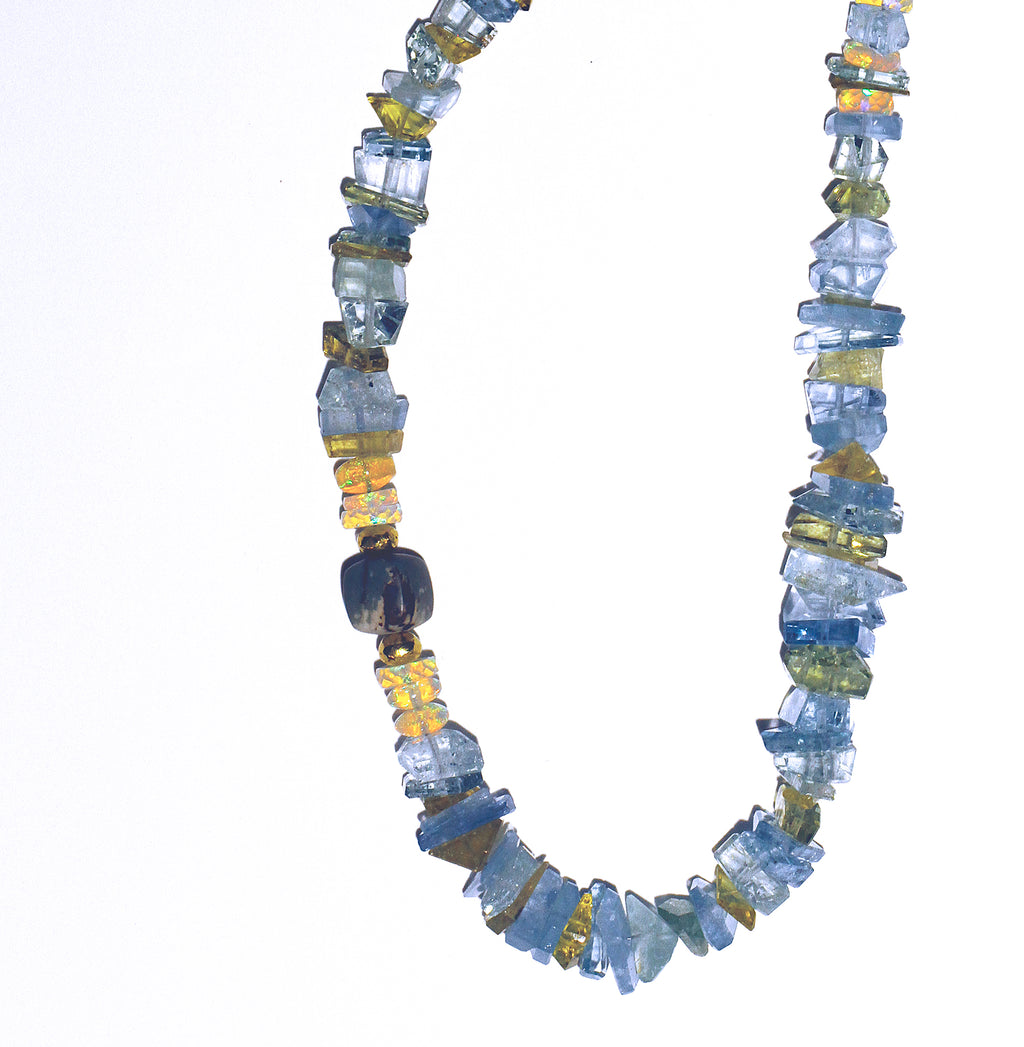 Nearly Neutral Ethiopian Opal and Topaz Beaded Necklace 