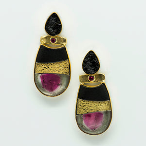 watermelon-tourmaline-black-tourmaline-black-jade-earrings-22k-18k-Jennifer-Kalled